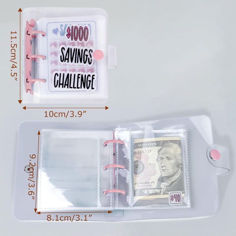 DVHOK Money Saving Binder, $1000 Money Saving Challenge Binder, Reusable Budget Book with Cash Envelopes Pink - Image 2